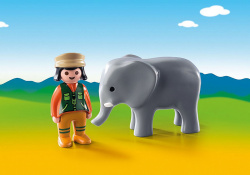 Playmobil 1.2.3 cuidadora con elefante
