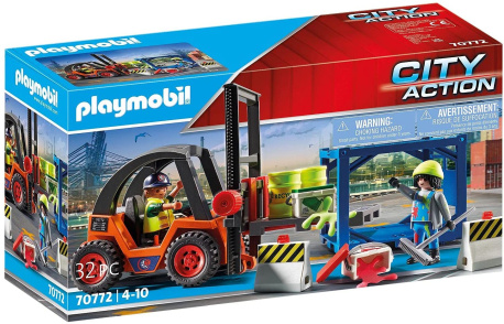 Playmobil carretilla elevadora con carga