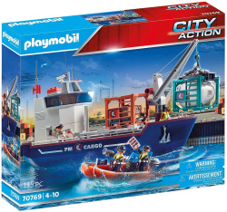 Playmobil gran portacontenedor con barco aduanero